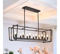 Luminaires de Salle à Manger rustiques Noirs et Blancs, îlot de Cuisine rectangulaire à 12 lumières, suspensions linéaires, luminaires pour îlot de Cuisine, luminaires de Salle à Manger au-Dessus