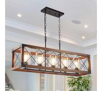 Luminaires de Salle à Manger rustiques Noirs et Blancs, îlot de Cuisine rectangulaire à 12 lumières, suspensions linéaires, luminaires pour îlot de Cuisine, luminaires de Salle à Manger au-Dessus
