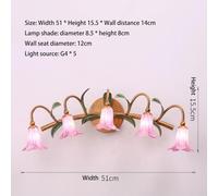 Luminaires de salle de bain, luminaires de salle de bain roses à 5 lumières avec abat-jour en verre et base en métal, éclairage de salle de bain moderne au-dessus du miroir(Tricolor light source)