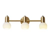 Luminaires de vanité de Salle de Bain, Appliques murales en Globe de Verre, Applique Murale en Laiton brossé doré, pour Coiffeuse Miroir, 3 têtes