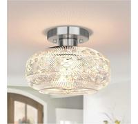 Luminaires Industriels, Plafonnier Semi-encastré, Globe Glass, Plafonnier Industriel en Or, éclairage De Porche Moderne Noir pour Couloir, Porche, Couloir, Cuisine, Chambre, Silver