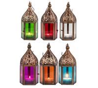 Lot de 6 Petite Lanterne marocaine décorative Meena 16cm | Photophore marocain pour l’extérieur au jardin ou l’intérieur sur la table | Lanternes pour bougie | décoration de maison orientale
