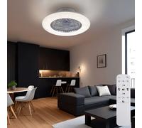 Plafonnier CCT Ventilateur de plafond 3 vitesses Ventilateur d'ambiance Ciel étoilé Lampe de salon Télécommande, acier blanc, 1x LED 1700Lm 3000-6500K, D 50 cm
