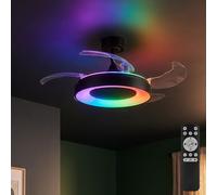 Luminaires Plafond Ventilateur de Salon RGB LED Télécommande Dimmable Tdc