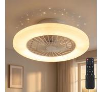 Ventilateur de plafond avec télécommande Plafonnier avec ventilateur Lampe ventilateur dimmable, minuterie CCT effet étoile, LED 30W 1800lm 3000-6500K, D 50 cm