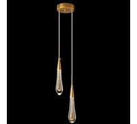 Luminaires suspendus de cuisine à intensité variable, LED moderne dorée, mini lampe suspendue en cristal en forme de larme pour îlot de cuisine, chambre à coucher, couloir, entrée (2 lumières)