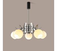 Luminaires suspendus Designer Space Elements pour salon, style milieu du siècle, hauteur réglable, avec abat-jour globe en verre ouvert, adaptés à un îlot de cuisine ou une chambre (20+30 cm).