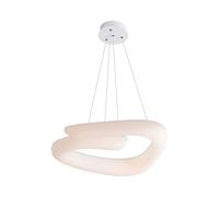 Luminaires Suspendus LED à Anneau Simple et Moderne, Lampe à Suspension avec Abat-Jour en PE Blanc, Lustre décoré de manière créative, Lampes à intensité Variable avec Cordon réglable, Vision du Jour