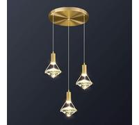 Luminaires suspendus LED Chaner multi-têtes en cristal de cuivre complet, allée du salon, lampe de chevet de chambre nordique simple et moderne, lampe murale de luxe-cuivre et cristal 8 dis LWX