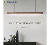 Luminaires suspendus LED linéaires longs en bois de style Bauhaus médiéval, lampes créatives pour la décoration de restaurants et de maisons, lustre