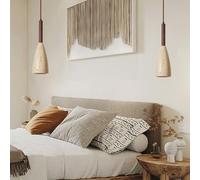 Luminaires suspendus linéaires en marbre pour salle de bain, éclairage du milieu du siècle, lampe suspendue à long tube en bois, lustre industriel pour chambre à coucher, salle à manger, cuisine,