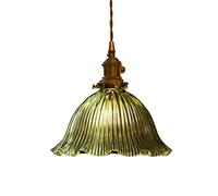 Luminaires Suspendus Modernes En Verre Vague Abat-Jour En Verre Serti Plafond Suspension Art Déco Lustre Éclairage Suspendu Pendentif Lumière pour Cuisine Île Salon Restaurant (Green 2)