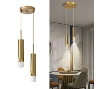 Luminaires suspendus modernes nordiques Suspension de plafond au design minimaliste Luminaire suspendu avec lustre pour la cuisine le salon la chambre à coucher (Gold 2-Light,Warm light)