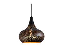 Luminaires suspendus rustiques Lampe à suspension artistique en fer forgé Simple Lustre de style industriel Loft nordique Luminaire à suspension noire creuse à tête unique pour restaurant à thème Îlot