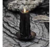Luminara Bougie LED en cire lourde sans flamme, noire, 6,3 x 16,5 cm, fonction minuterie, pilier en cire véritable, fonctionne à piles, non parfumée, durable, durable