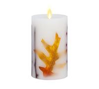 Luminara Bougie LED sans flamme - Feuille d'orange - Baies rouges - Cire véritable intégrée - Pilier de flamme mobile - Non parfumé avec bord encastré - Télécommande - Minuteur (8,9 x 16,5 cm)