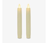 Luminara Lot de 2 chandelles LED à flamme mobile (2,5 x 15,2 cm), bougie sans flamme, dessus plat, cire véritable lisse, non parfumée (ivoire)