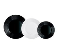 Luminarc 0883314613261 Assiettes, Opale, Blanc/Noir, 18 piezas