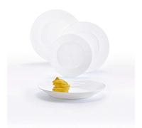 Luminarc Arc Harena Service de Table en Verre Opale Extra résistant pour 6 Personnes, 18 pièces, 100% hygiénique, Blanc