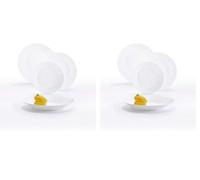 Luminarc Arc Harena Service de Table en Verre Opale Extra résistant pour 6 Personnes, 18 pièces, 100% hygiénique, Blanc (Lot de 2)