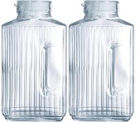 Luminarc Arcoroc Quadro Frigo Pichet avec couvercle en plastique blanc 2l, 1 Pichet (Lot de 2)