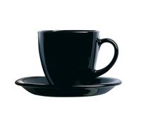 Luminarc Carine Boîte de 6 tasses avec assiette en verre Noir 22 cm