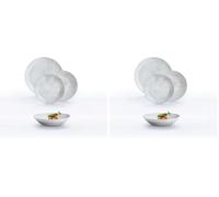 Luminarc Diwali Granit Marb Service de table opale 18 pièces 6 personnes Opale Passe au micro-ondes Passe au réfrigérateur empilable (Lot de 2)