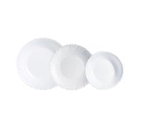 Luminarc Feston Service de table opale 18 pièces 6 personnes Opale Passe au micro-ondes Passe au réfrigérateur empilable