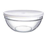 Luminarc Grand 17 cm x 7,5 cm (16,5 cm Dia x 7,6 cm) rond blanc bols en verre Transparent avec couvercle en plastique alimentaire Bols de rangement