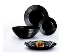 Luminarc Harena Ensemble de vaisselle 19 pièces pour 6 Noir Trempé Extra résistant