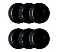 Luminarc Lot de 6 assiettes à dessert Zelie en verre 18 cm | Noir, verre, format rond, finition brillante, 18 cm, 6 pièces, empilable, passe au micro-ondes, passe au réfrigérateur