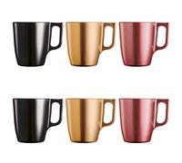 Luminarc Lot de 6 tasses à café brillantes avec anse en verre pour micro-ondes 25cl - Multicolore