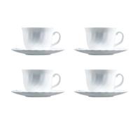 Luminarc Lot de Tasses avec soucoupes Trianon (4 pcs) Blanc Verre 280 ML 4 Pièces