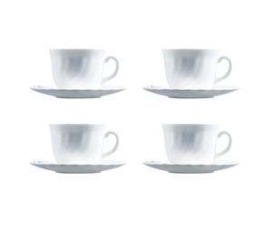 Luminarc Lot de Tasses avec soucoupes Trianon (4 pcs) Blanc Verre 280 ML 4 Pièces