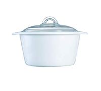 Luminarc N6301 Cocotte 5L avec Couvercle Blanc-Blooming, Vitrocéramique, Weiß, Transparent, 24 cm