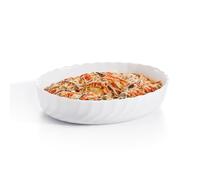 Luminarc - Plat ovale Blanc Smart Cuisine Trianon 250°C - Plat à Four en Verre Innovant - Léger et Extra-Résistant - Nettoyage Facile - Fabrication en France - Dimensions 29x16 cm