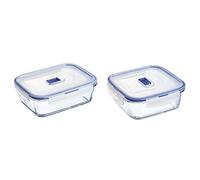 Luminarc Pure Box Active - Boîte de Conservation hermétique en verre, rectangulaire, 1,22 L & Pure Box Active Boîte de Conservation Hermétique En Verre Carré, 1,22L