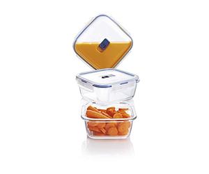 Luminarc Pure Box Active, x 3 Boîtes de Conservation hermétique carrée en verre, 0,38 + 0,76 + 1,22 L