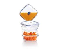 Luminarc Pure Box Active, x 3 Boîtes de Conservation hermétique carrée en verre, 0,38 + 0,76 + 1,22 L