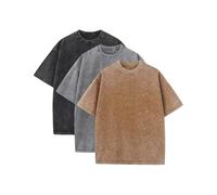 LuminBlaze Oversized Tee Shirt Homme Basic Tshirt en Coton T-Shirts Unisex Vintage Tee Casual Loose Fit Short Sleeve Washed Solid Unisex
