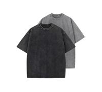 LuminBlaze Oversized Tee Shirt Homme Basic Tshirt en Coton T-Shirts Unisex Vintage Tee Casual Loose Fit Short Sleeve Washed Solid Unisex