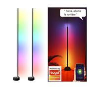 Luminea 2 lampes à pied LED connectées 750 lm avec commandes vocales - coloris noir