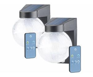 Luminea 2 lampes murales solaires à LED en verre craquelé avec détecteurs de mouvement