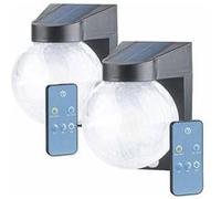 Luminea 2 lampes murales solaires à LED en verre craquelé avec détecteurs de mouvement
