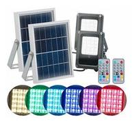 2 projecteurs solaires à LED RVBB 10 W avec télécommande Luminea