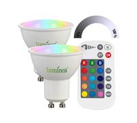Luminea 2 spots LED GU10 RVB et blanc 400 lm à intensité variable avec télécommande