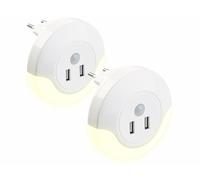Luminea 2 veilleuses à LED automatiques sur prise de courant avec 2 ports USB