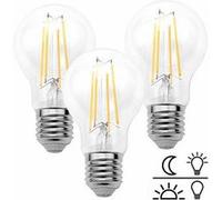Luminea : 3 ampoules à filament LED E27 - capteur d'obscurité 8 W - 806 lm - blanc chaud Blanc chaud G