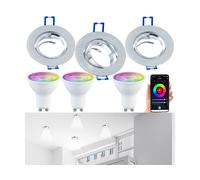 Luminea 3 cadres encastrables coloris argenté avec 3 ampoules LED LAV-300.zigbee