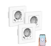 Luminea 3 prises encastrables connectées avec 2 ports de chargement USB SF-665.UP